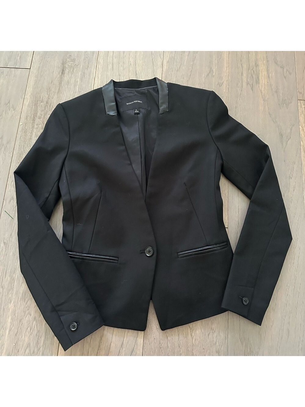Banana Republic Black Leather Blazer Size 0
